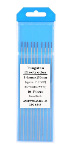 10pcs Wy20 2.0% Yttrium Tungsteno Electrodo Punta Azul Para