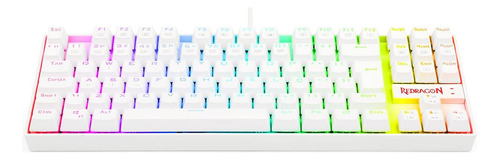 Teclado gamer Redragon Kumara Lunar QWERTY Redragon MKII DIY Brown português Brasil cor white com luz vermelho
