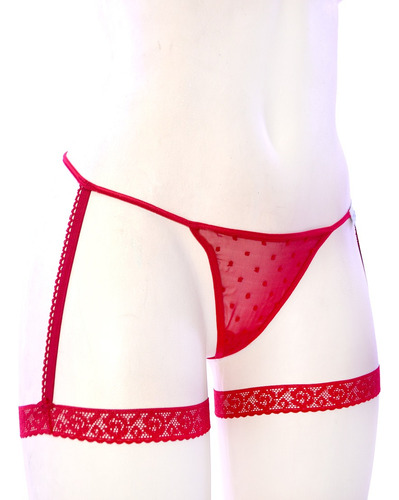 Tanga Hilo Dental Arnés Encaje Corazón Tras Tan005e Rojo