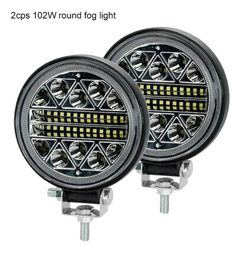 Par Estrobo Faros Niebla Led 4 Redondo 102w Auxiliar Luz Led