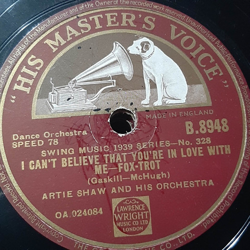 Pasta Artie Shaw 8948 His Master S Voice C345