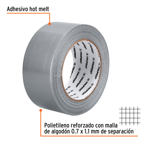 Cinta Para Ducto, Alta Adherencia, Con Malla De Algodón, 1pz Gris Oscuro Lisa