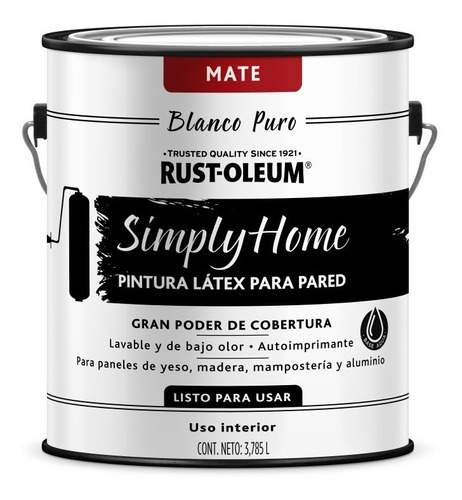 Pintura Látex Super Lavable Para Pared Mate 4l Rust-oleum