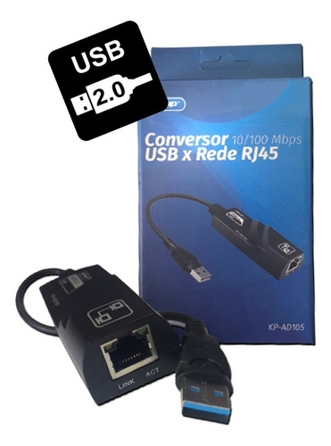 Conversor De Rede Usb 2.0 Placa 10/100 Rj45 Kp-ad105 Knup