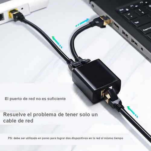 2x Divisor de adaptador extensor de rede LAN Ethernet Rj451