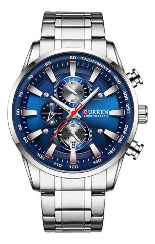 Reloj Hombre Technos Curren 8351 Prateado En Azul