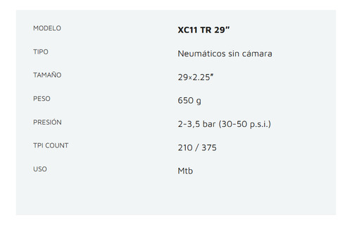 Llanta Mtb Tufo Xc11 Tr 29×2.25 Negra