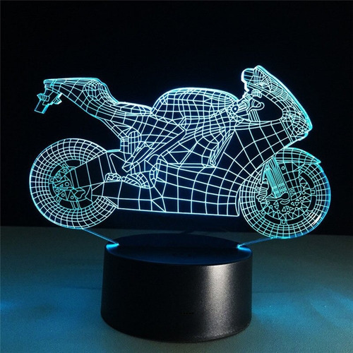 Motocicleta Led 3d Óptica Luz Nocturna Figura De Acción