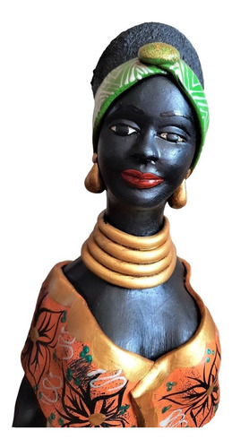Imagem 2 de 10 de Boneca Africana Saia E Faixa Verde Artesanato Caruaru