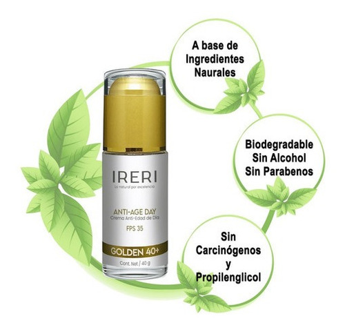 Imagen 4 de 9 de Crema Facial Antiarrugas Antiedad De Día Con Fps 35 Piel Madura 40+ Para Todo Tipo De Piel Línea Golden Ireri ®