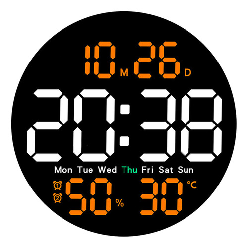 Reloj De Pared Digital De Temperatura Y Humedad De 10 Pulgad