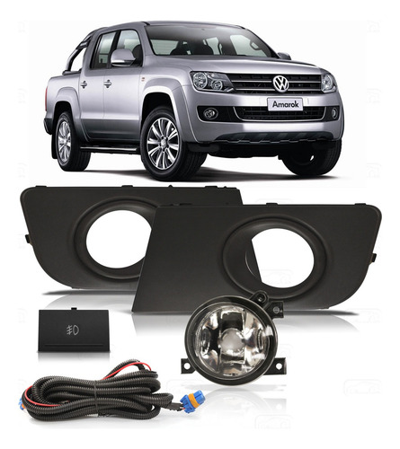 Kit Farol Milha Auxiliar Amarok 2010 A 2014 E Moldura Milha
