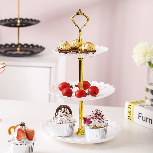 2pzs Base Soporte Para Cupcakes Y Postres 3 Niveles Redondo - Blanco