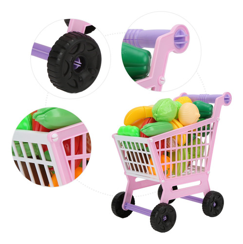 Minisupermercado De Plástico Con Carrito De Cestas, Empuja E