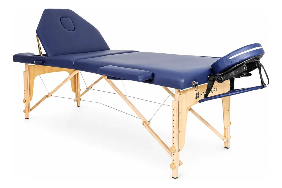 Cama Masaje Portatil Plegable Respaldo Reclinable 7 Ajustes 5 Alturas Estructura Madera Soporta 150 Kg Portátil Kit 6 Accesorios Estuche Facil Transporte