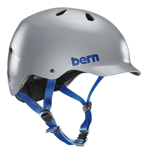 Imagen 1 de 1 de Casco Bicicleta Bern Watts S-m 54-57 Cm Gris C-tiras Azules.