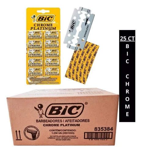 25 - Cartelas Lâmina De Barbear Bic Chrome C/ 50un - Atacado