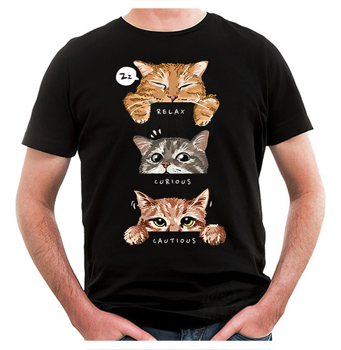 Remera 3 Gatitos Cats (negra:) Ideas Mvd