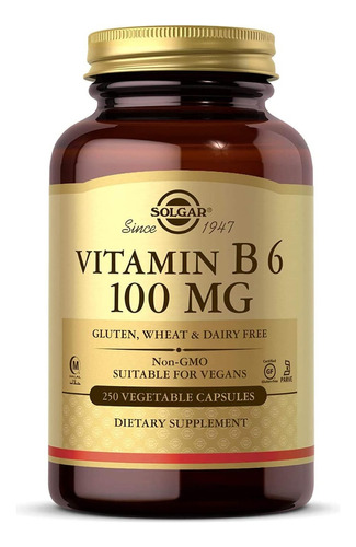 Vitamina B6 100 Mg Solgar 250 Cápsulas Vegetales