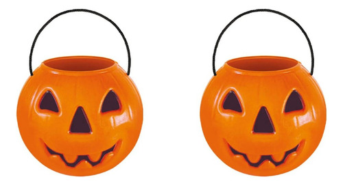 Pack X 2 Unidades Calabaza Con Asa Dulces Halloween 19cm