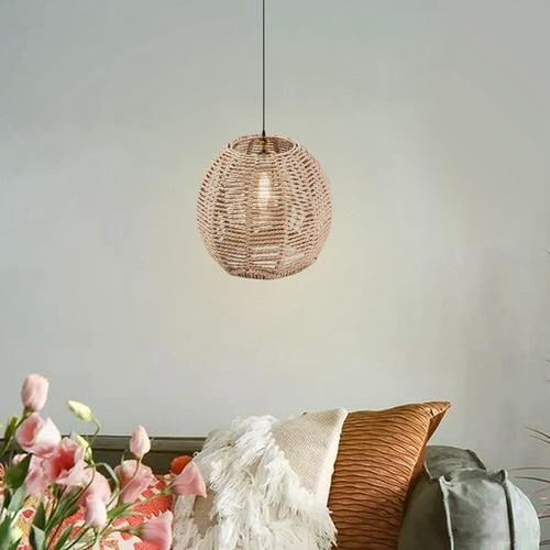 2x Lâmpada Pendente Boho Lâmpada De Corda De Papel Rattan