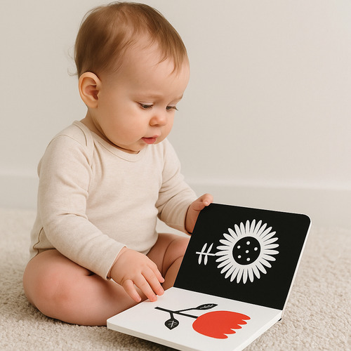 Kit 2 Livros Infantil Cartonado Escolinha Baby Montessori Contraste Alto E Aprendizado Divertido