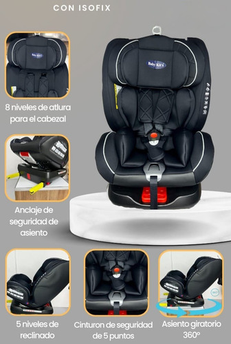 Silla De Carro Asiento Butaca Giratorio Con Isofix Babykits