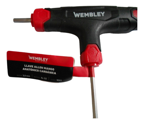 Llave T Allen 3mm Larga Cardanica Anatomico Wembley 8002 Color Negro