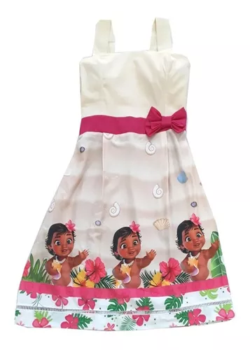 Vestido Moana com faixa adulto mãe