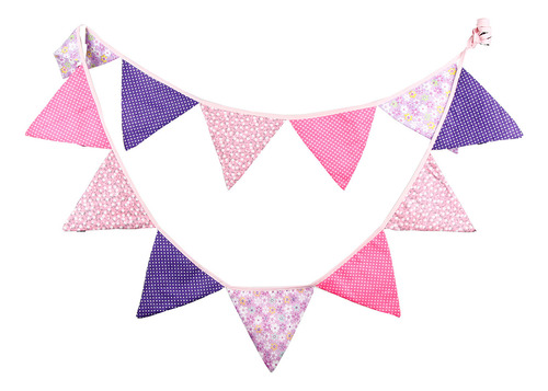 Banderín Triangular De Tela De Algodón Rosa Para Fiesta
