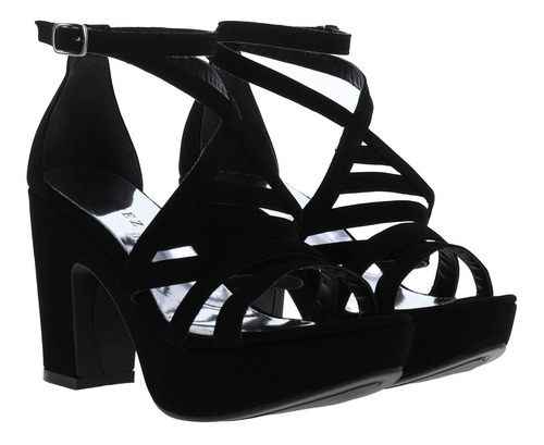 Zapatos De Tacón Elegantes Casuales Negro Ante