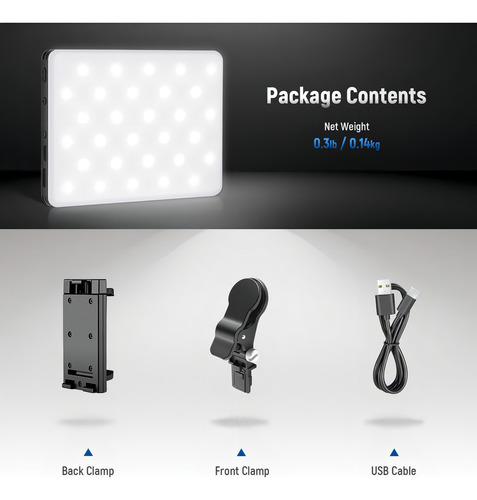 Luz auxiliar LED con clip para teléfono celular Macbook iPad