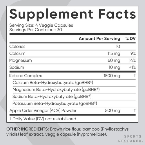 Sports Research® Keto Plus Acv Capsules - 120 Unidades