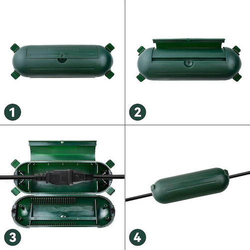 Cable De Extensión 2x Cubierta Segura Caja De Verde