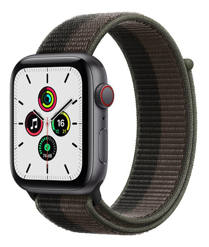 Apple Watch SE (GPS + Cellular, 44mm) - Caixa de alumínio cinza-espacial - Pulseira esportiva Cinza