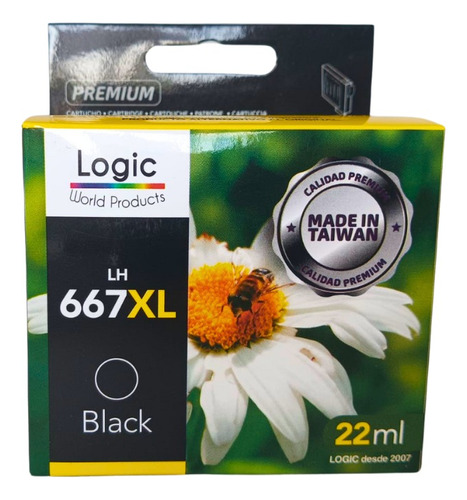 Cartucho 667 Alternativo Xl Para Hp Negro Logic 22 Ml