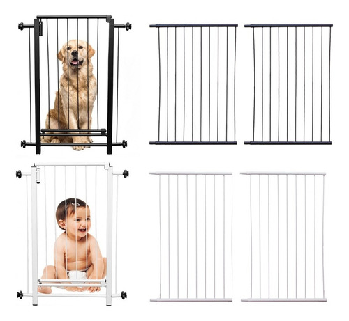 Portão Pet Cachorro Bebê C/ Travas 165cm A 169cm Altura 86cm Cor Preto