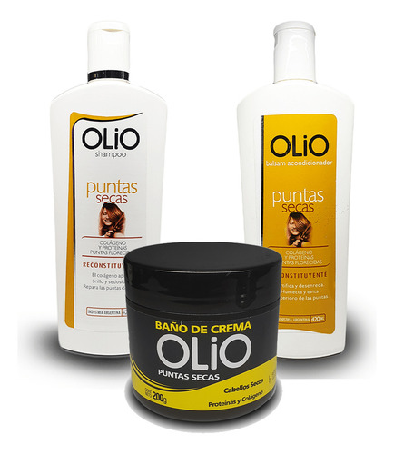 Kit Olio Puntas Secas Shampoo + Enjuague + Baño De Crema
