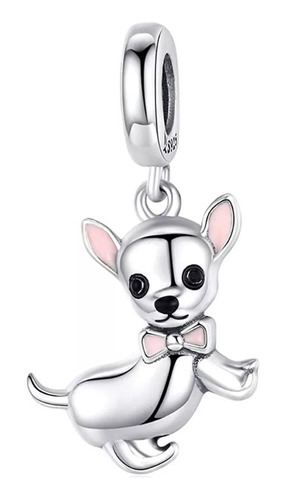 Charm Perro Chihuahua Con Corbata En Plata 925 Silver Heart