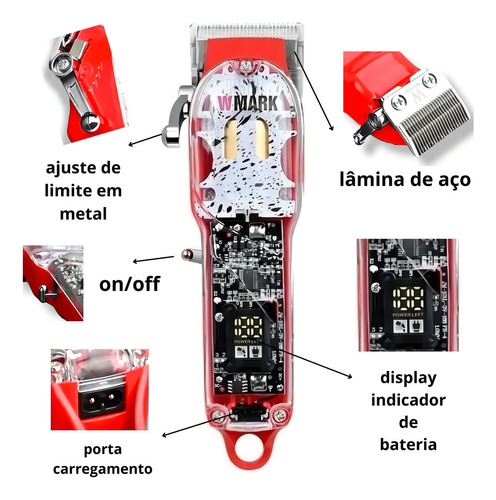 Máquina De Corte Profissional E Shaver Wmark Acabamento
