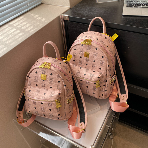 Cute Bear Print Backpack For Students Casual Style