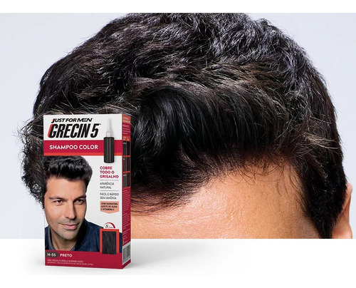 Shampoo Grecin Color Preto H-55 Cobertura Total Do Grisalho