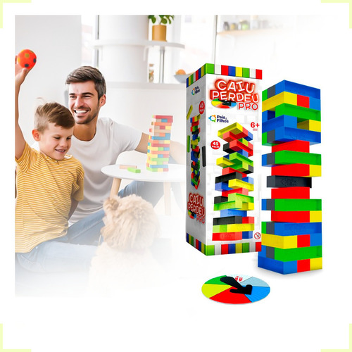 Brinquedo Terremoto Caiu Perdeu Pro Colorido 45pcs C/ Roleta