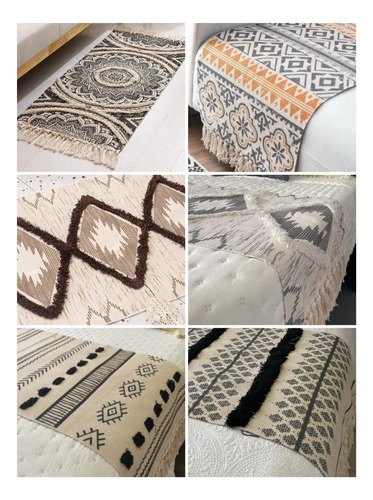 Piecera Kilim Étnica Con Flecos Algodón Diseños 180* 60cms