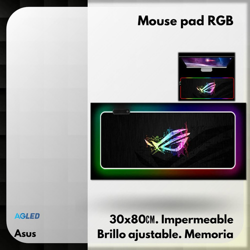 Mouse Pad Rgb 30x80cm Asus Impermeablebrillo Ajustable