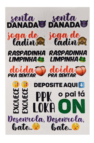 Imagem 4 de 4 de Tatuagem Intima Temporária Senta Danada 10 X 15cm Sedux