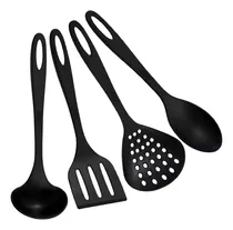 Comprar Kit 4 Utensílios De Cozinha Nylon Preto Auxilia Na Cozinha