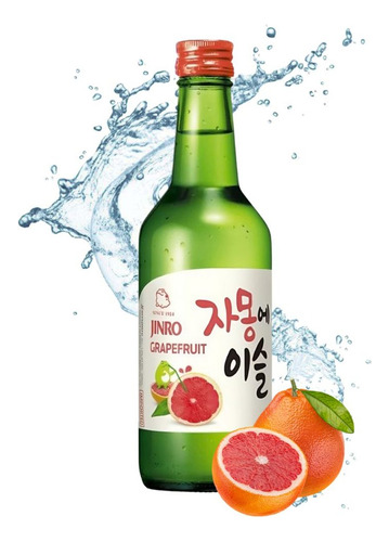 2 Botellas Soju Jinro Alcohol Coreano Tronja De Sabor 360ml
