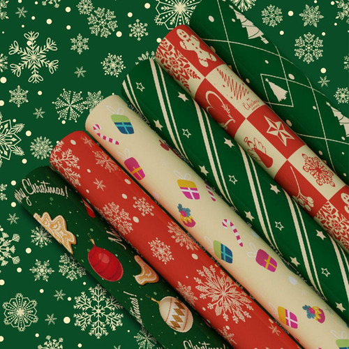 Rollo De Papel Para Envolver Regalos De Navidad 5 Pzas.