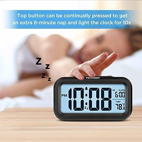 Peakeep Reloj Despertador Digital Con Luz Nocturna Inteligen